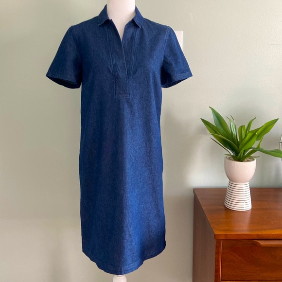 Draper James Collared Chambray Shift Dress NWOT size 4 - Picture 2 of 9